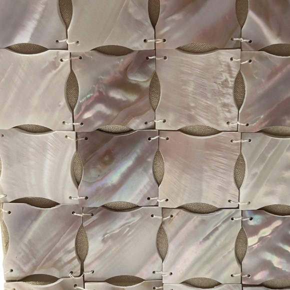 Vintage Mad Bags Mother of Pearl Tile Purse Handmade Faux Tortoise Shell Handles - Picture 5 of 7